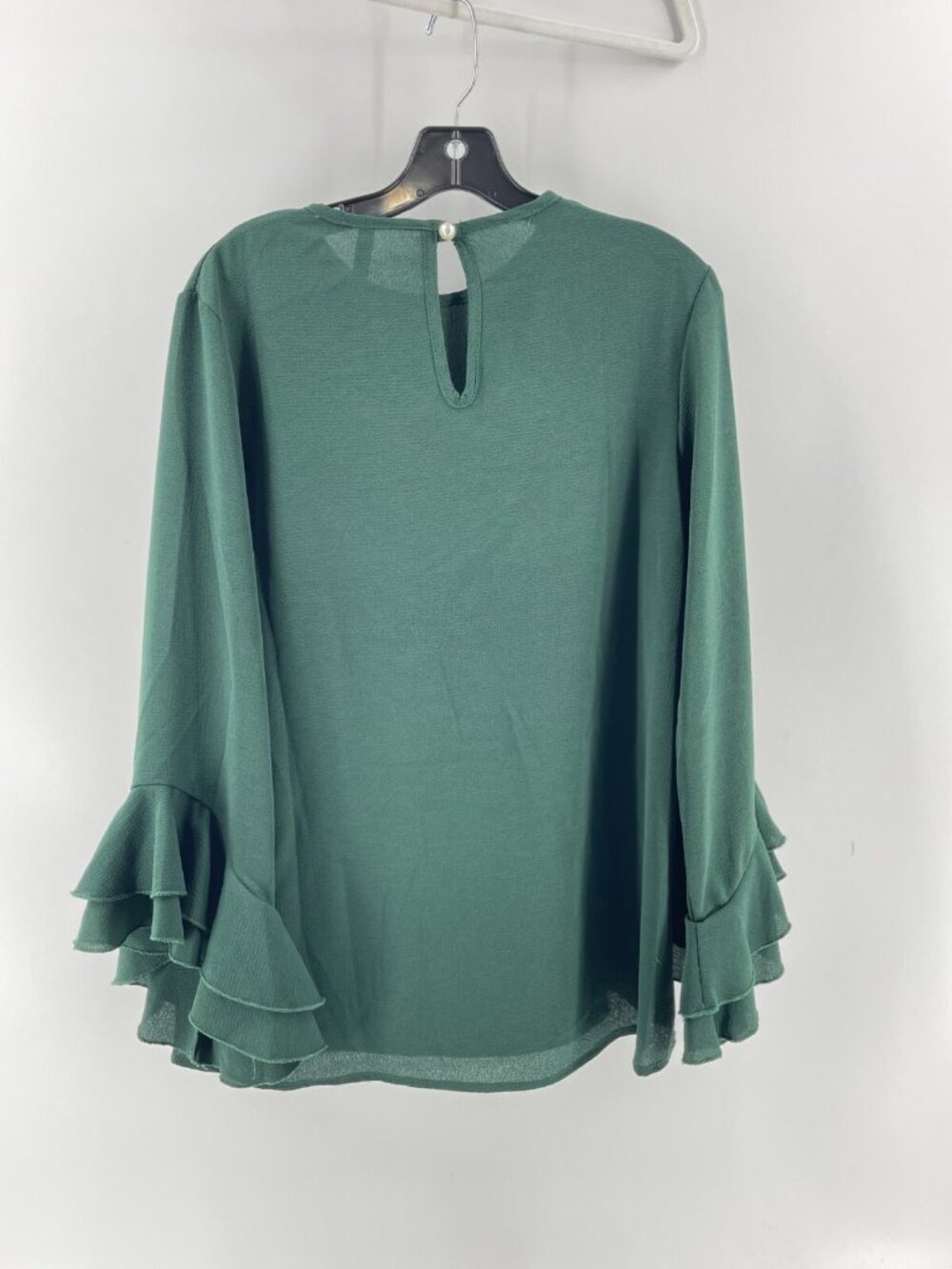 2 Hearts Women's Long Sleeve Green Top Shirt Ruffled Bell Long Sleeve Size Large - Picture 5 of 10